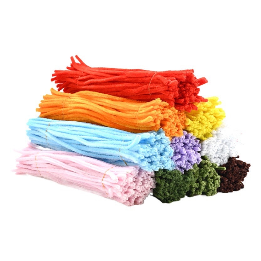 Mayorista 8mm ultra-denso de lana hecha a mano para niños diy puzzle juguete material de ramo paquete de color macarón barra de torsión