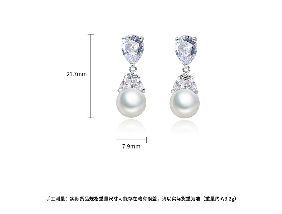 Fashion Drop-shaped Pearl Copper Inlaid Zircon Earrings Wholesale display picture 2