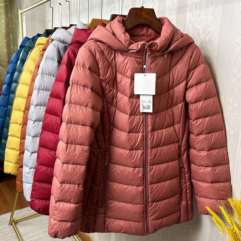Lightweight Removable Hat Down Jacket Women's Short 2024 New All-match Thin 90 White Duck Down Oversized Plus Fertilizer Jacket