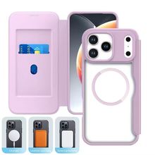 适用tpu16pro翻盖皮套手机壳苹果17插卡透明带磁吸全包保护套批发