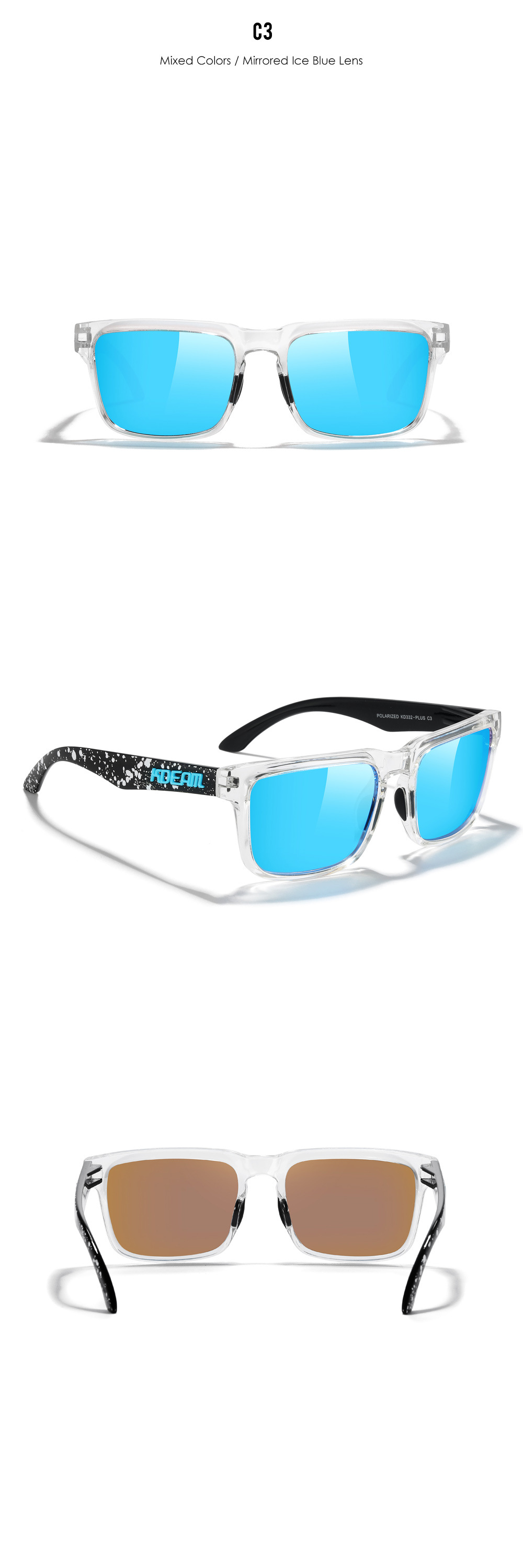 Casual Color Block Tac Square Full Frame Sports Sunglasses display picture 13