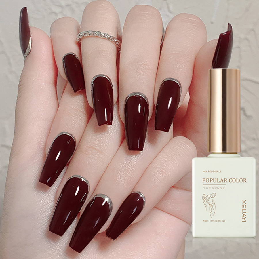 2023 new white wine red nail polish glue nail polish nail polish for shop opening long-lasting firm Nail Polish glue