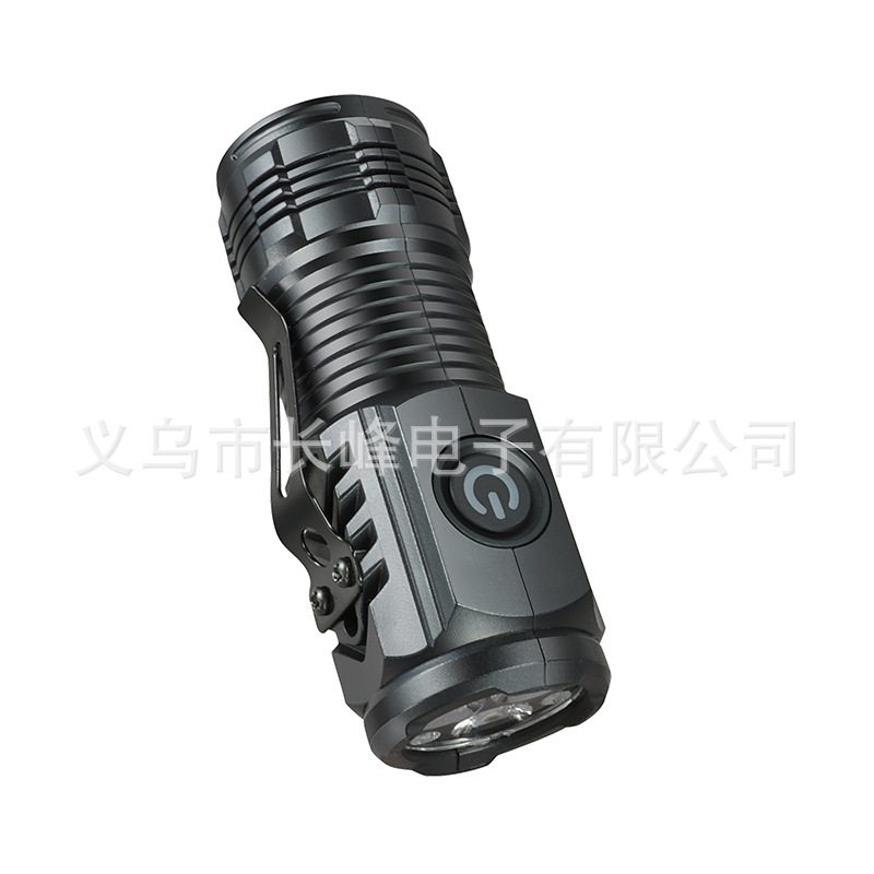 Transfronteriza al aire libre mini linterna multifuncional portátil pequeña linterna de carga USB clip de equitación iluminación de pesca nocturna