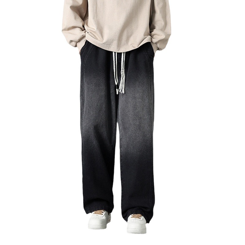 Jeans Holgados de Talla Grande Rectos para Hombre de Fibra Sintética para Uso Diario