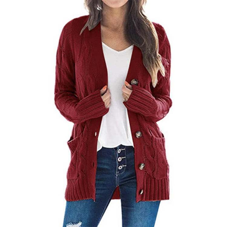 Suéter Cárdigan Nuevo de Otoño-Invierno 2026 para Mujer, Estilo Europeo y Americano, Cuello en V, Cierre de un Botón, Manga Larga, Chaqueta de Punto