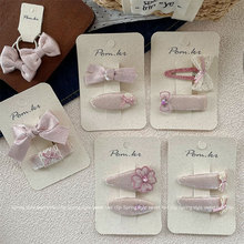 新款韩版甜美粉色系蝴蝶结发夹少女侧边碎发刘海夹细闪儿童掰掰夹