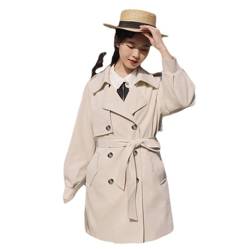 Loose coat women's mid-length 2023 autumn new style French jacket top versatile short temperament windbreaker