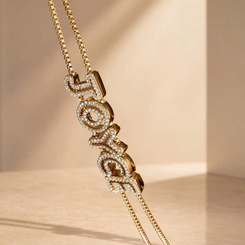 Trendy Hot-Selling Brass Inlaid Zircon 26 English Alphabet DIY Personalized Name Bracelet