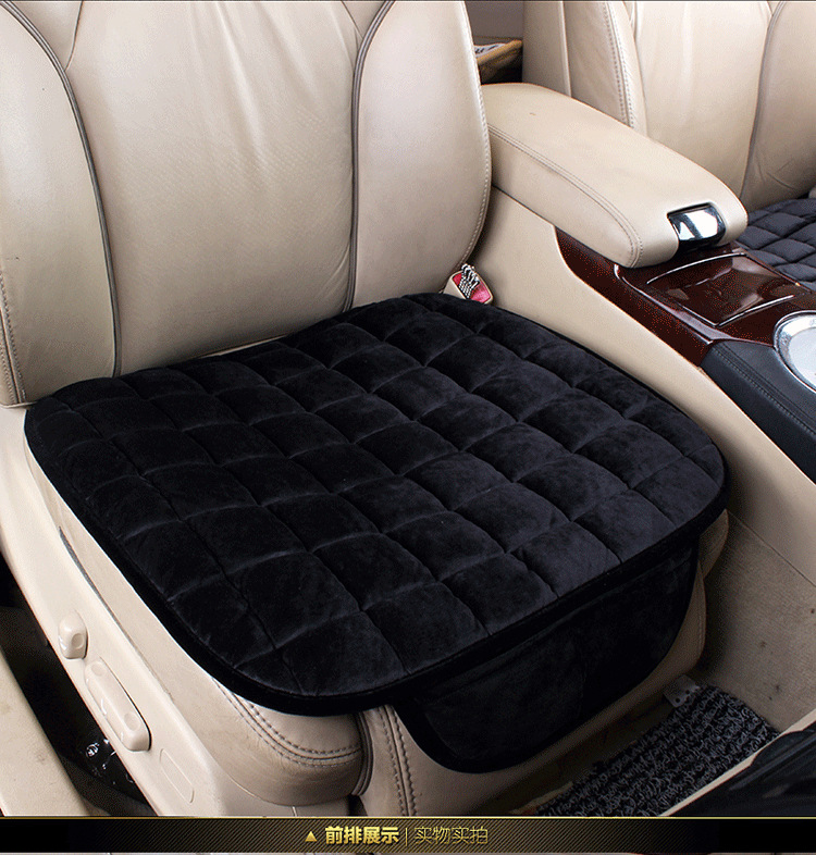 Car seat cushion winter short plush non-slip three-piece set, rear single-piece small three-piece checkered plush car seat pad