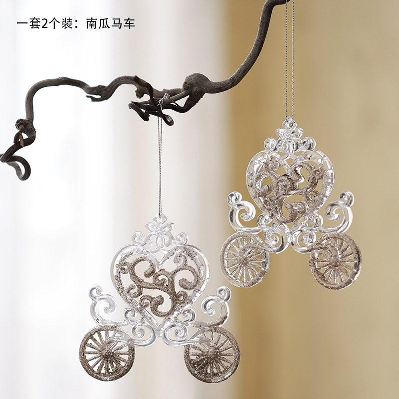 Buscando madera, árbol de Navidad transfronterizo, colgante de acrílico, campana, carruaje de calabaza, carrusel, colgante decorativo de bailarina