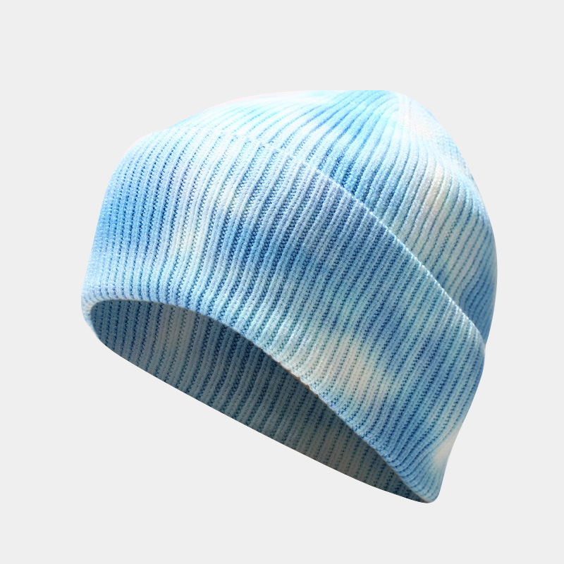 New Tie Dyed Knitted Glove Scarf Women's Autumn and Winter Outdoor Cold Protection Hat Three piece Set for Men_voghion.com