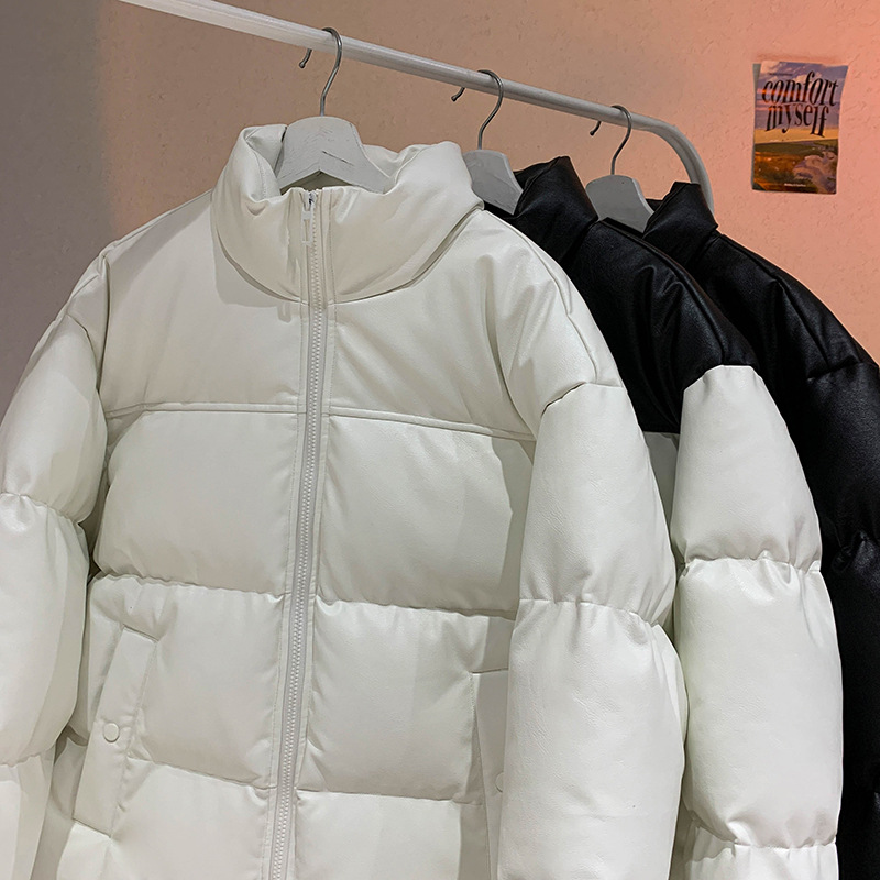 Padded Leather Jacket Unisex Bread Style Warm Hong Kong Design_voghion.com