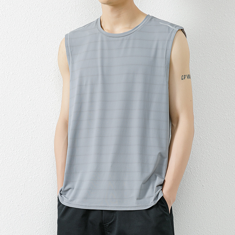 Ice Silk Vest Men's Summer Waistcoat Quick-drying Ice Sense Loose plus size Ice Silk Sports Basketball Fitness T-shirt Trend