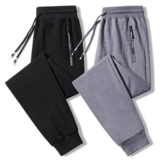 褲子男2022秋季新款大碼純棉休閒褲男士中青年運動褲跨境針織長褲