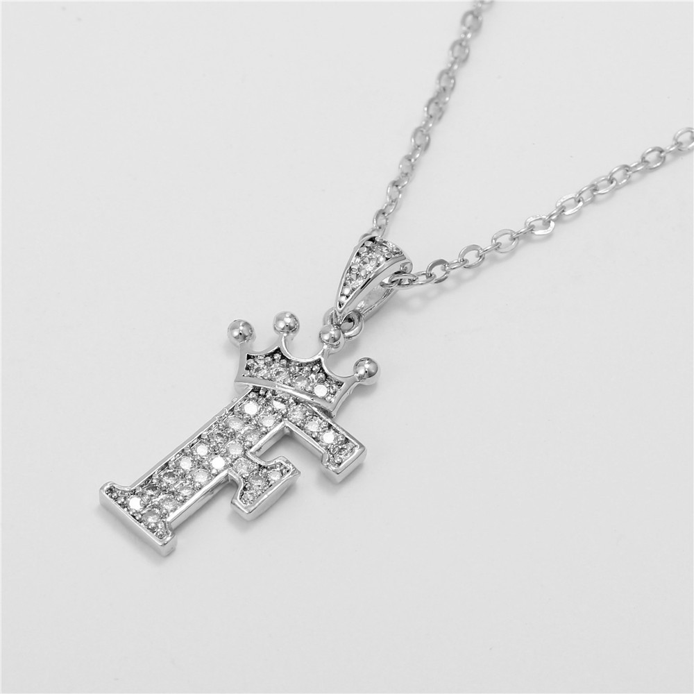 Fashion Micro-inlaid Zircon Crown English Letter Necklace Platinum Necklace Wholesale Nihaojewelry