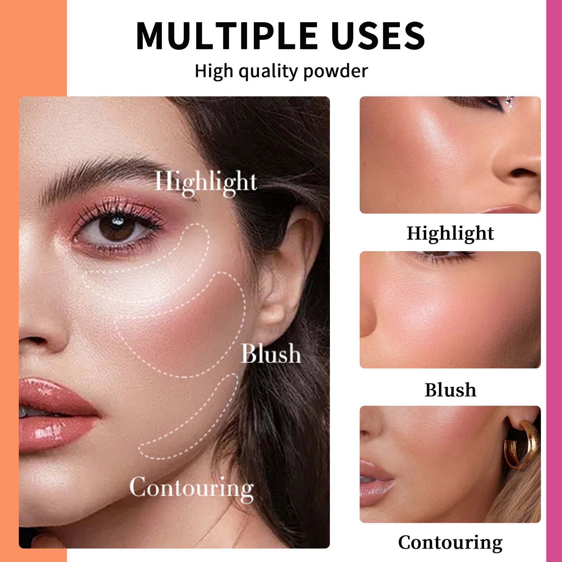 SHCOETY Cross-border Blush Powder Compact is natural and does not smudge, long-lasting complexion, matte and brightens blush palette, 6-color makeup Item Picture