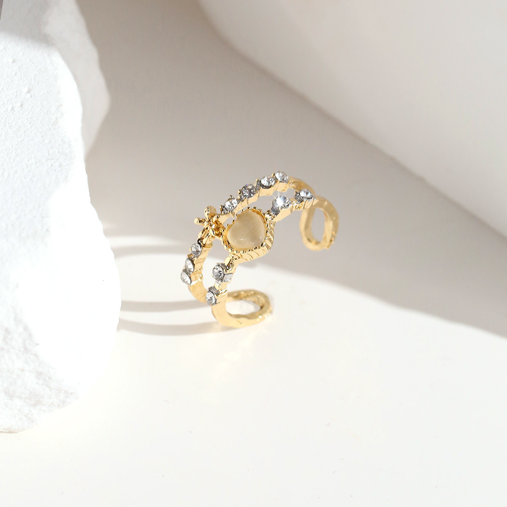 Fashion Fruit Heart Shape Flower Alloy Inlay Rhinestones Womenu0027S Open Ring 1 Piece