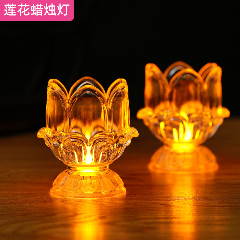 LED透明蓮キャンドルライトオーナメントシミュレーションロマンチックな誕生日アレンジメントクリエイティブウェディング小道具永遠の光|undefined