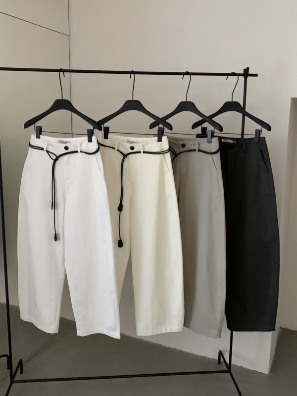 【MISS密思家正品店】休闲百搭压线弯刀裤休闲裤女装(配皮绳)W685|undefined
