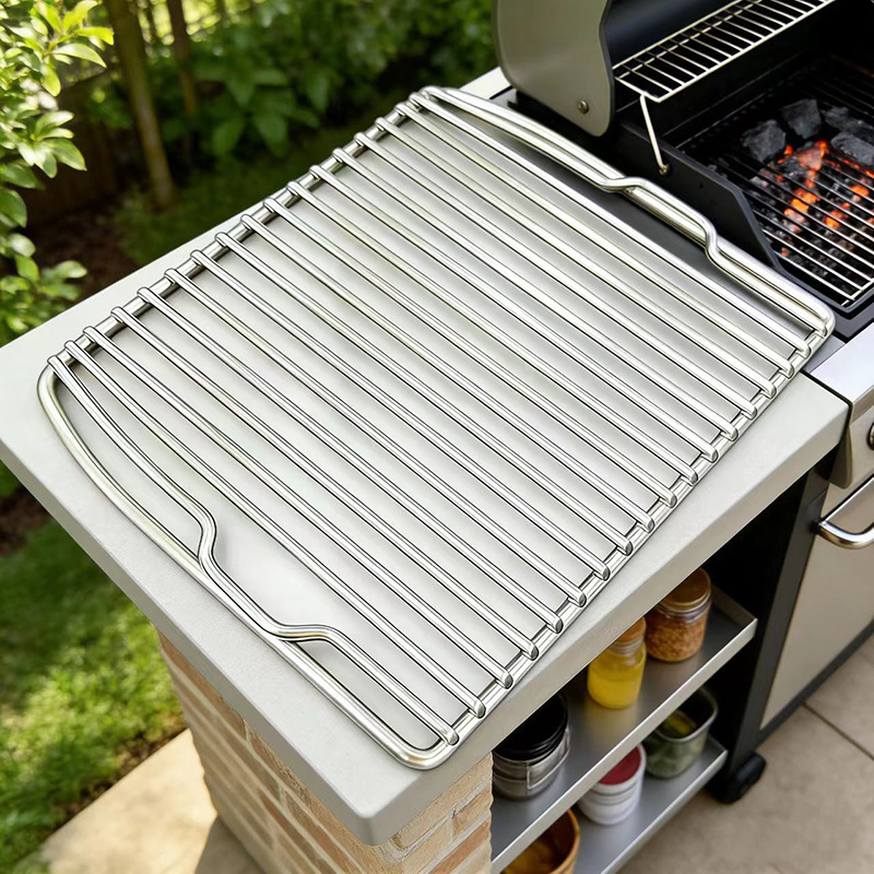 Stainless steel barbecue net rectangular mesh rack electric barbecue oven barbecue net thickened Japanese oven thickened bar-shaped mesh rack