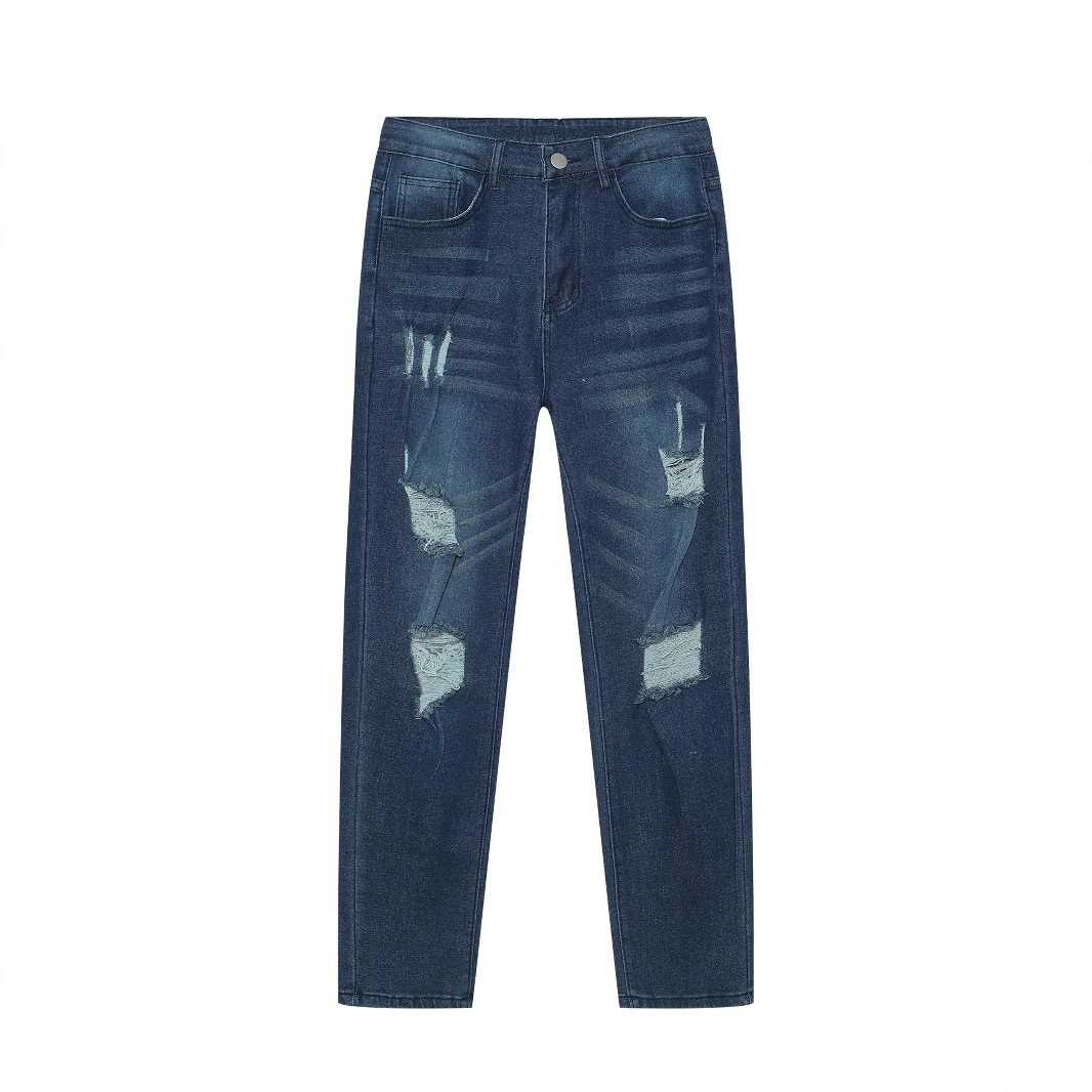K New Men's Jeans Slim Fit Elastic Denim Pants Small Leg Pants_mkmklike.com