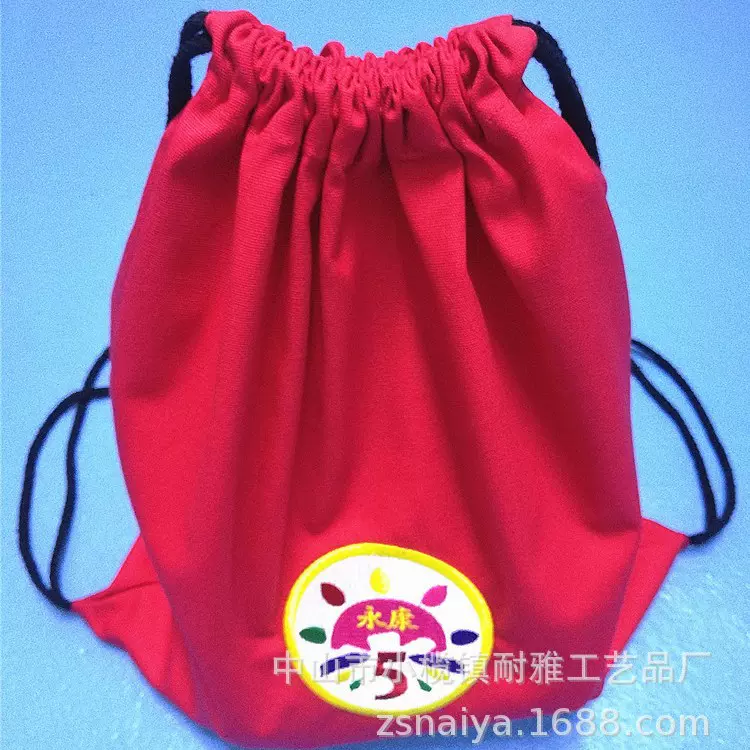 帆布抽绳背包 棉布双肩包运动跑步收纳束口包棉布礼品袋工厂定 制