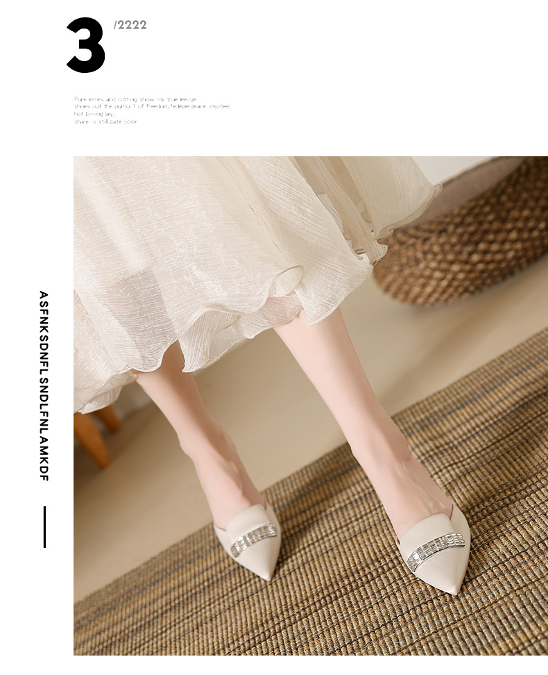 Odzież wierzchnia klapki damskie damskie 2023 lato wysokiej klasy Rhinestone Baotou półpantofle damskie szpiczasty nosek szpilki damskie szpilki_voghion.com