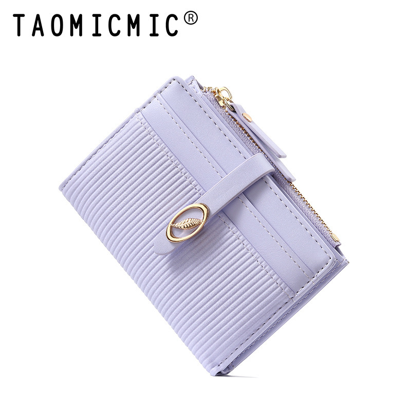 クロスボーダー小新鮮な 80% off 女性財布学生かわいいニッチデザイン葉 PU ストライプ小銭入れ卸売|undefined