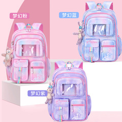 New primary school student schoolbag female large capacity load-reducing spine protection waterproof refrigerator side-opening children's backpack wholesale