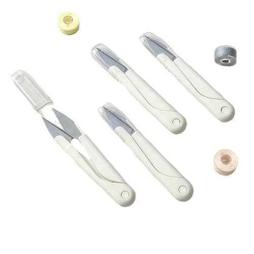 Stainless steel spring small scissors with cover, portable thread trimmer, fishing thread sewing scissors, cross stitch clothing tailor scissors