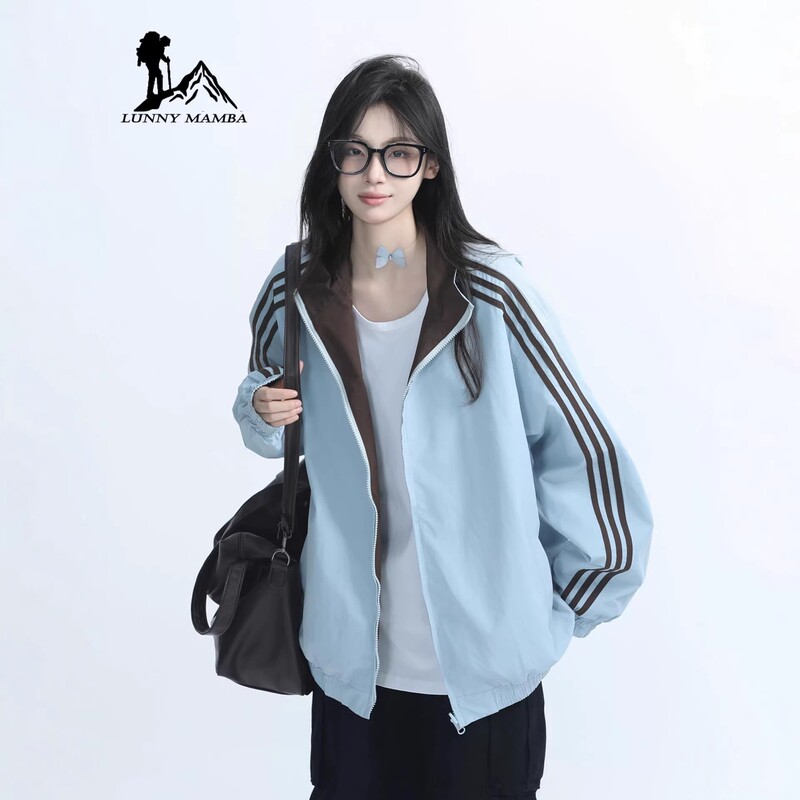 Big Brand American-Style Striped Jacket for Women 2026 New Early Spring Stand-Collar Baseball Jacket College Style Sports Jacket Big Brand American-Style Striped Jacket for Women 2026 New Early Spring Stand-Collar Baseball Jacket College Style Sports Jacket