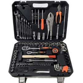 127PC汽修工具套装组合扳手钳子套筒F杆棘轮批头旋具E型气动