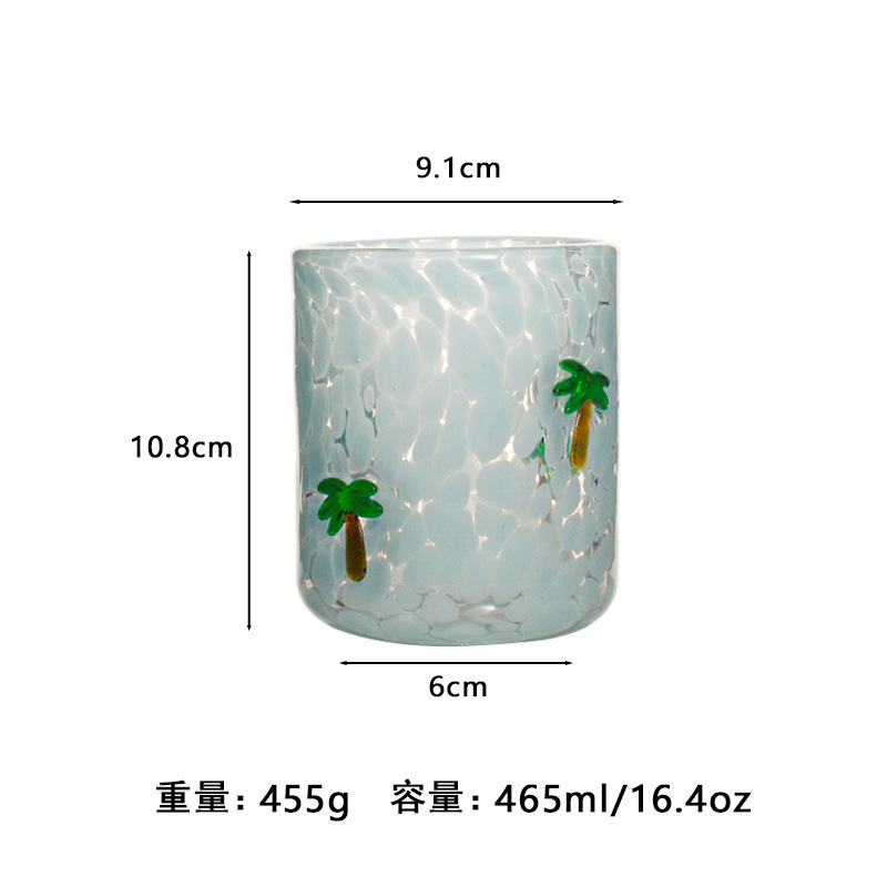中古人工开口贴片水晶玻璃杯樱桃草莓压花贴片装饰饮品咖啡杯|undefined