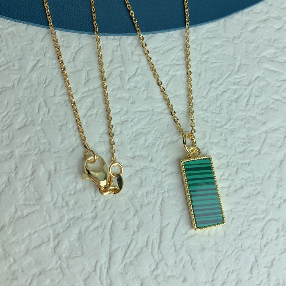Simple Style Square Copper Inlay Turquoise Shell Necklace 1 Piece