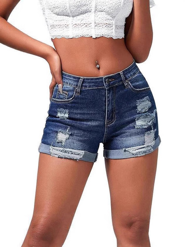 TEMU Western Elastic Ripped Frayed Hem High-Waisted Women's Streetwear Hot Girl Jeans
