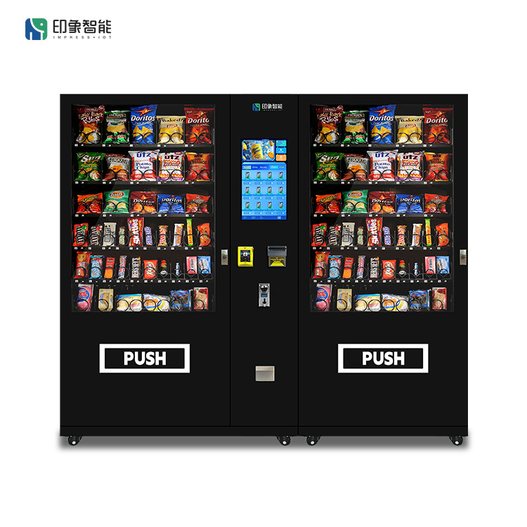 Impresión de máquina expendedora inteligente 24 horas no tripulada de gran capacidad de bocadillos y bebidas para la venta