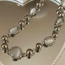 项链男月光猫眼石高级感百搭简约锁骨链配饰女潮夏季新款轻奢饰品