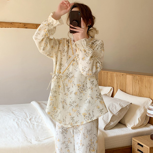 Xiyue 2025 New Pure Cotton Double-Layer Gauze Confinement Clothing for Women Summer Pregnant Women Breastfeeding Sweet Home Clothing Set