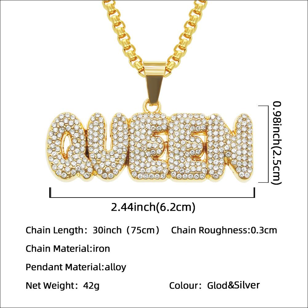 new European and American hip hop diamonds letter pendant necklace trendy menu0027s jewelry