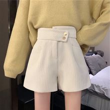 2025春秋新款灯芯绒短裤女大码胖高腰显瘦宽松阔腿裤子女学生百搭