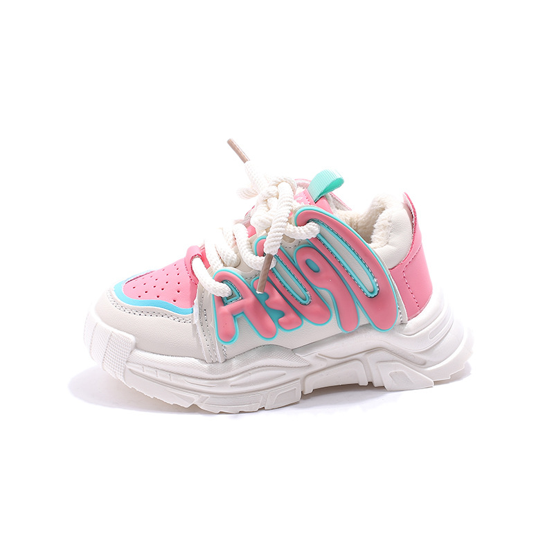 2023 Otoño e Invierno nuevos niños zapatilla de deporte de Internet celebridad niñas zapatos de papá niños estudiante zapatos de algodón caliente