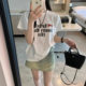 Bm New 2025 Spring and Summer Ouyang Nana Same Style Letter Printed Short-Sleeved T-Shirt Women's Casual American Tops for Women