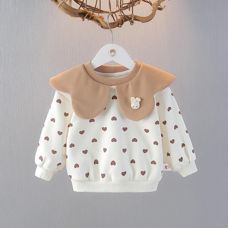 Girls' Sweatshirt, New Style for Spring and Autumn, Stylish Long-Sleeved Top, Korean Style Pullover Undershirt for Little Girls