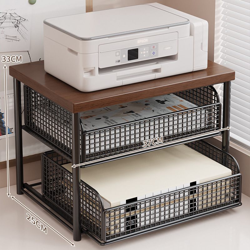 Desktop Storage Rack, Office Printer Storage Rack, Multi-Layer Wooden Storage Rack