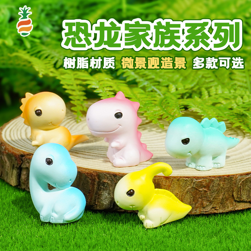 Micro paisaje dibujos animados lindo dinosaurio resina decoración creativa artesanía animal muñeca decoración coche de escritorio