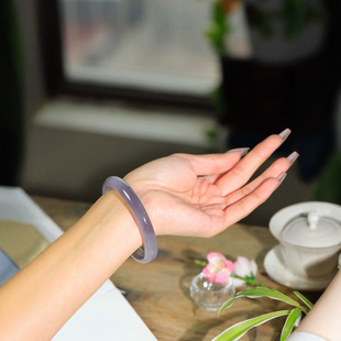 Jin Yutang Xinjiang Hetian Jade Boutique Hetian Jade Smooth Purple Bracelet Jade Warm and Exquisite Oily and Simple