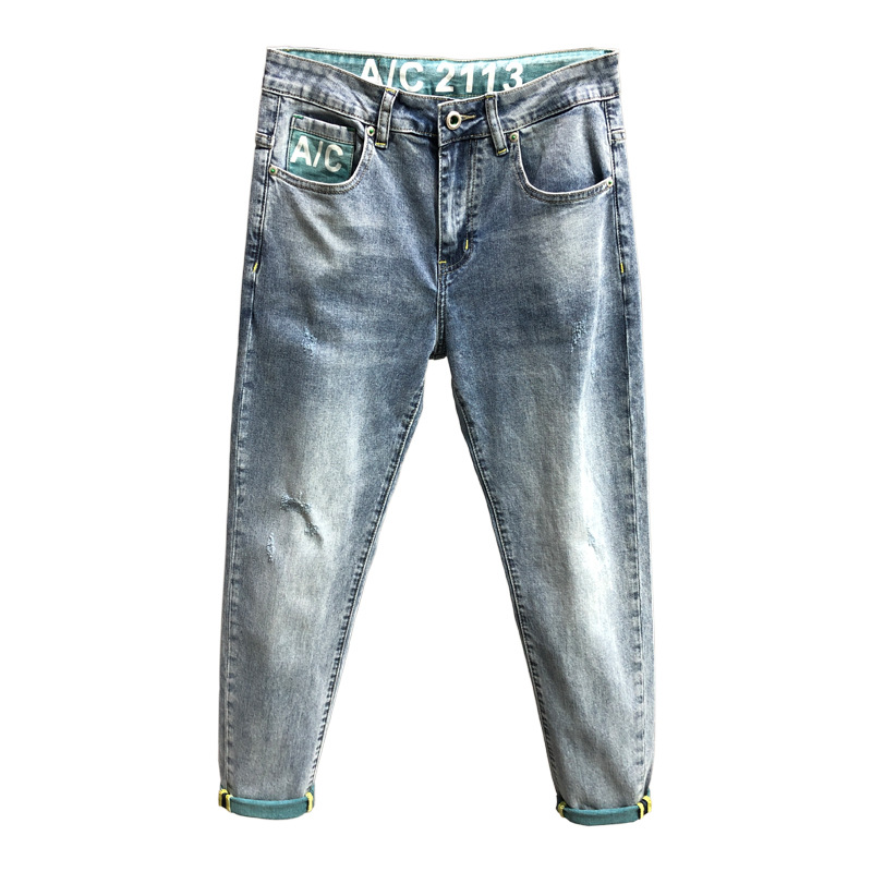 Men's Slim Fit Jeans Elasticated Washed Denim Trousers For Men_voghion.com