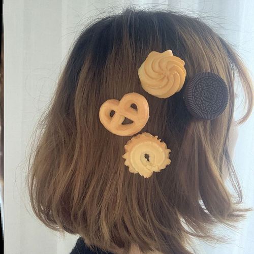  New Creative Cookie Biscuit Hair Band Simulation Oreo Side Clip Hair Clip Cute Funny Hair Accessories Wholesale for Women
