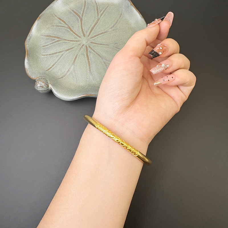 Vietnam Sajin Gufa flor roja de oro rojo pulsera de hierba joyas de aleación de latón no se desvanecen anillo pulsera de simulación