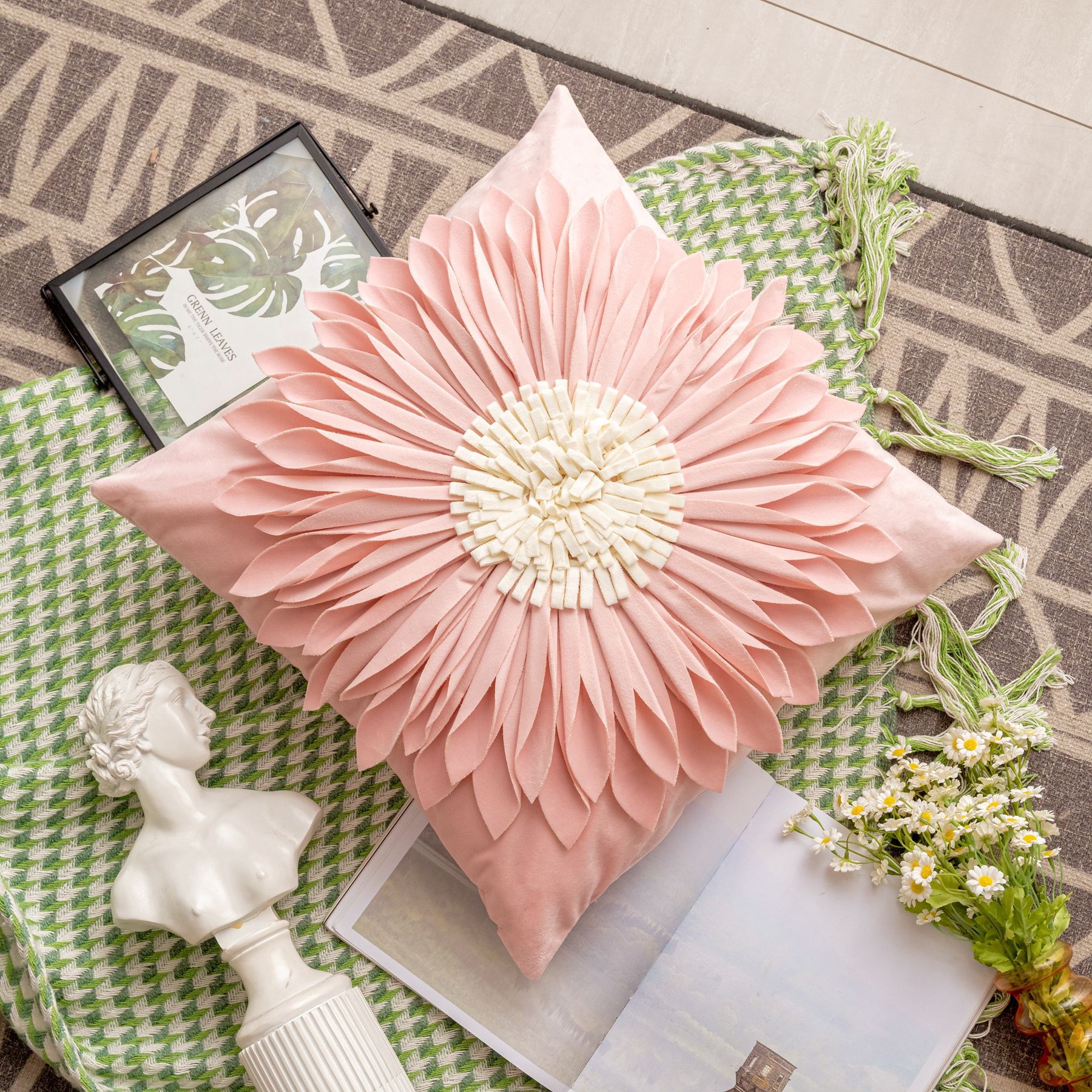 370g Weight Pillow Cases Home Textiles & Decor Type Netherlands velvet Material Heart Shape, Solid Color, Flower Pattern IG Style Style IG Style Heart Shape Solid Color Flower Pillow Cases Couch & Sofa Decor 1